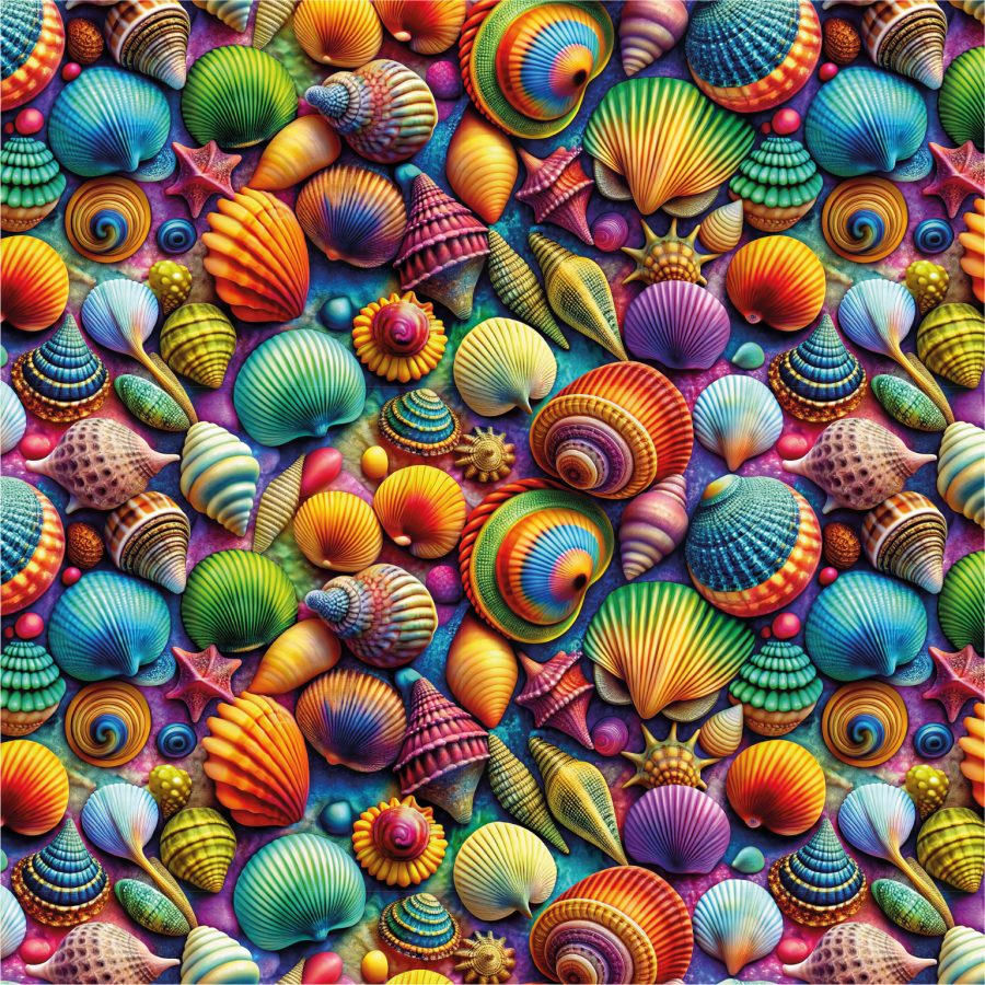 ΥΦΑΣΜΑ ΠΟΠΛΙΝΑ 100% ΒΑΜΒΑΚΙ DIGITAL PRINT -ΥΦΑΣΜΑ ΠΟΠΛΙΝΑ 100% ΒΑΜΒΑΚΙ DIGITAL PRINT - RAINBOW SEASHELLS