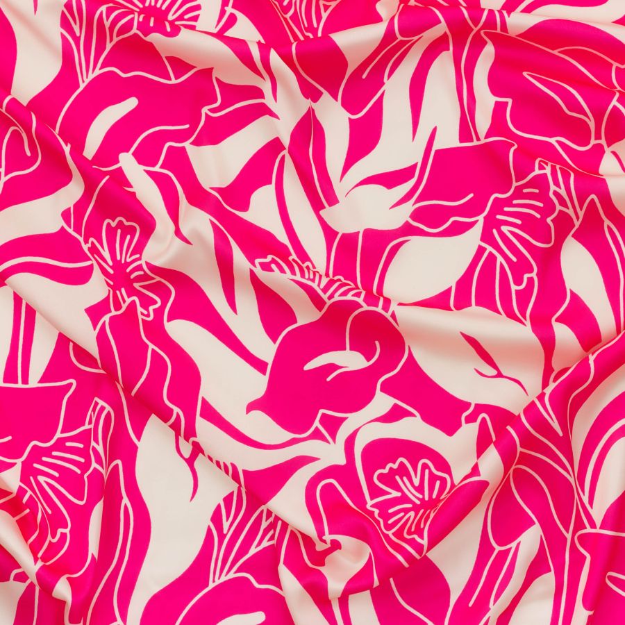 ΥΦΑΣΜΑ ΣΑΤΕΝ SILK TOUCH MATTE (ΜΕΤΑΞΩΤΗΣ ΥΦΗΣ) ΜΕΓΑΛΟ ΦΛΟΡΑΛ ΕΚΡΟΥ - ΦΟΥΞΙΑ