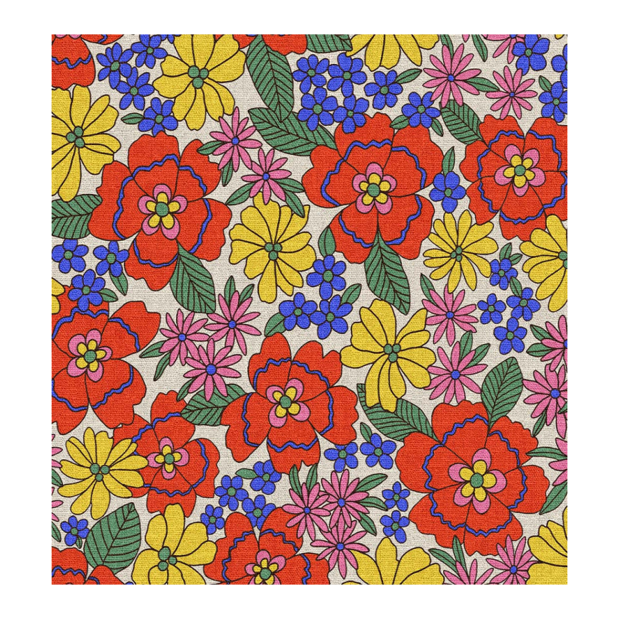 ΥΦΑΣΜΑ ΒΑΜΒΑΚΕΡΟ HALF PANAMA PREMIUM DIGITAL PRINT - ΠΟΛΥΧΡΩΜΟ ΡΕΤΡΟ ΦΛΟΡΑΛ