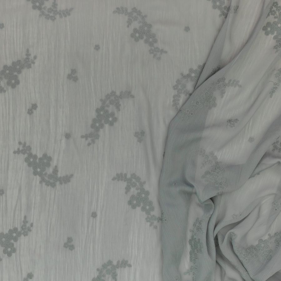 ΥΦΑΣΜΑ ΜΟΥΣΕΛΙΝΑ ΜΕ ΑΝΑΓΛΥΦΟ ΚΕΝΤΗΜΑ ΦΛΟΡΑΛ ΓΚΡΙ - Ρετάλι 4.40μ.