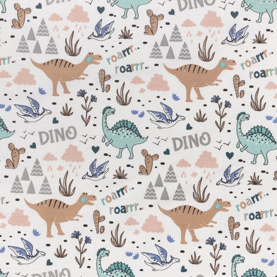 ΥΦΑΣΜΑ 100% ΒΑΜΒΑΚΕΡΟ ΣΕΝΤΟΝΟΠΑΝΟ ΠΕΝΙΕ (160 ΚΛΩΣΤΩΝ) ΣΧΕΔΙΟ ΔΕΙΝΟΣΑΥΡΟΣ ''DINO''