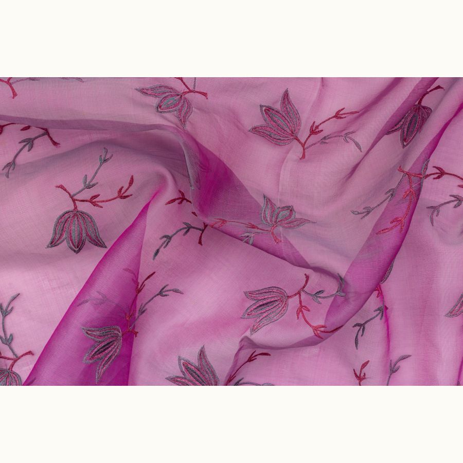 ΥΦΑΣΜΑ 100% ΜΕΤΑΞΩΤΗ ΟΡΓΑΝΤΖΑ ΜΕ ΚΕΝΤΗΜΑ ΜΩΒ - Ρετάλια 1.10μ. + 1.10μ.