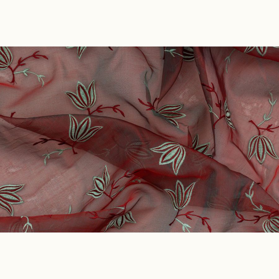 ΥΦΑΣΜΑ 100% ΜΕΤΑΞΩΤΗ ΟΡΓΑΝΤΖΑ ΜΕ ΚΕΝΤΗΜΑ ΙΡΙΖΕ ΔΙΧΡΩΜΗ ΜΠΟΡΝΤΟ-ΜΕΝΤΑ