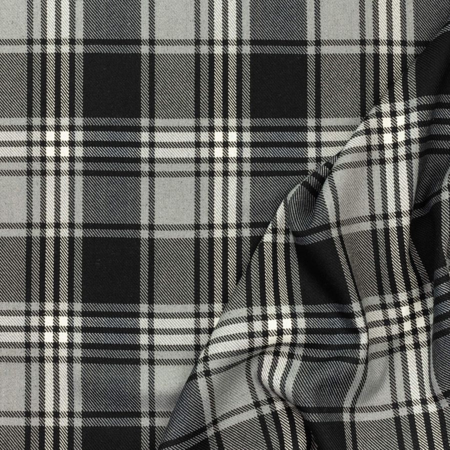 ΥΦΑΣΜΑ ΚΑΡΟ ΣΚΩΤΙΑΣ (TARTAN) ΜΕ ΜΑΛΛΙ ΓΚΡΙ - ΜΑΥΡΟ