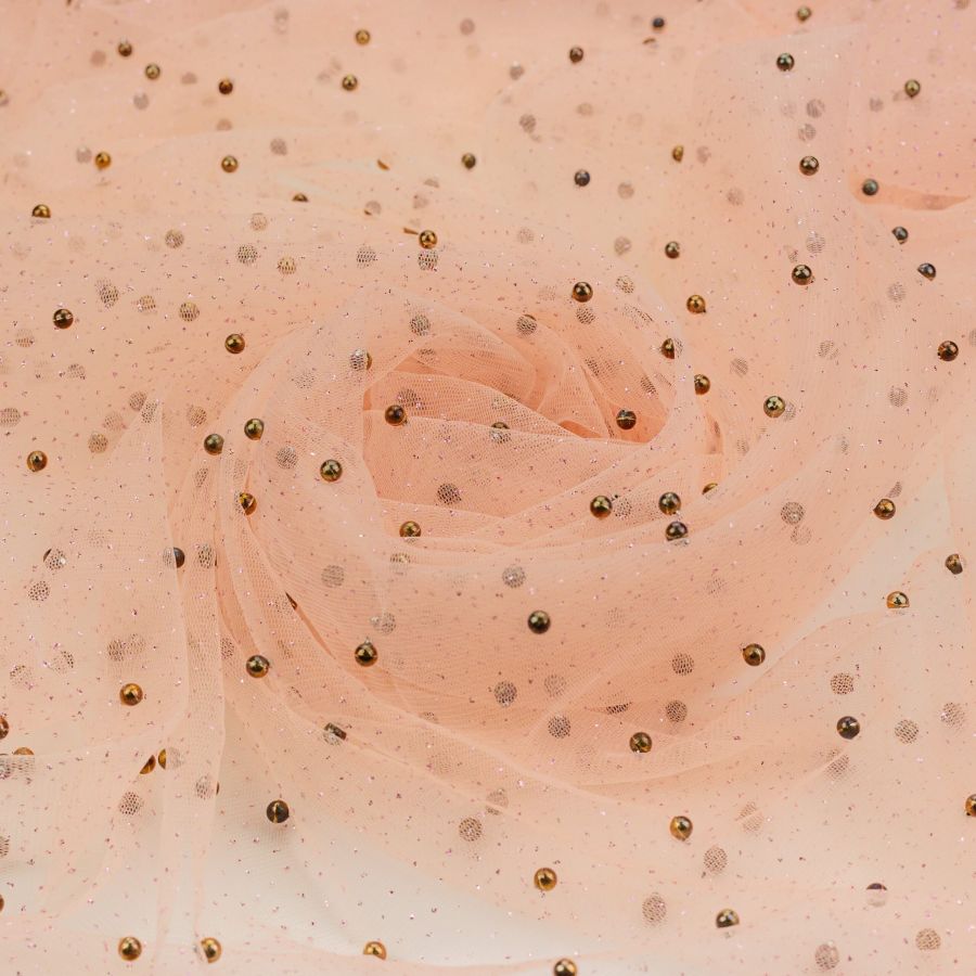 ΥΦΑΣΜΑ ΤΟΥΛΙ ΜΕ ΓΚΛΙΤΕΡ ΚΑΙ ΠΕΡΛΕΣ (ΡΟΖ ΣΟΜΟΝ-ΜΠΡΟΝΖΕ)