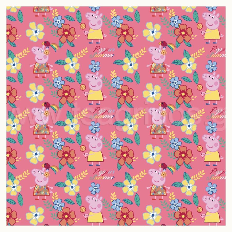 ΥΦΑΣΜΑ ΠΟΠΛΙΝΑ 100% ΒΑΜΒΑΚI (DISNEY LICENSED) PEPPA PIG - CORAL - Ρετάλι 3.80μ.