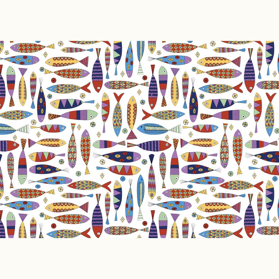 ΥΦΑΣΜΑ ΚΑΡΑΒΟΠΑΝΟ ΒΑΜΒΑΚΕΡΟ ”HALF PANAMA” - COLORFUL FISHES