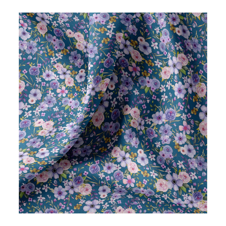 ΥΦΑΣΜΑ ΠΟΠΛΙΝΑ 100% ΒΑΜΒΑΚΙ DIGITAL PRINT - SECRET GARDEN ΠΕΤΡΟΛ ΜΕ ΡΟΖ ΚΑΙ ΛΙΛΑ ΛΟΥΛΟΥΔΙΑ