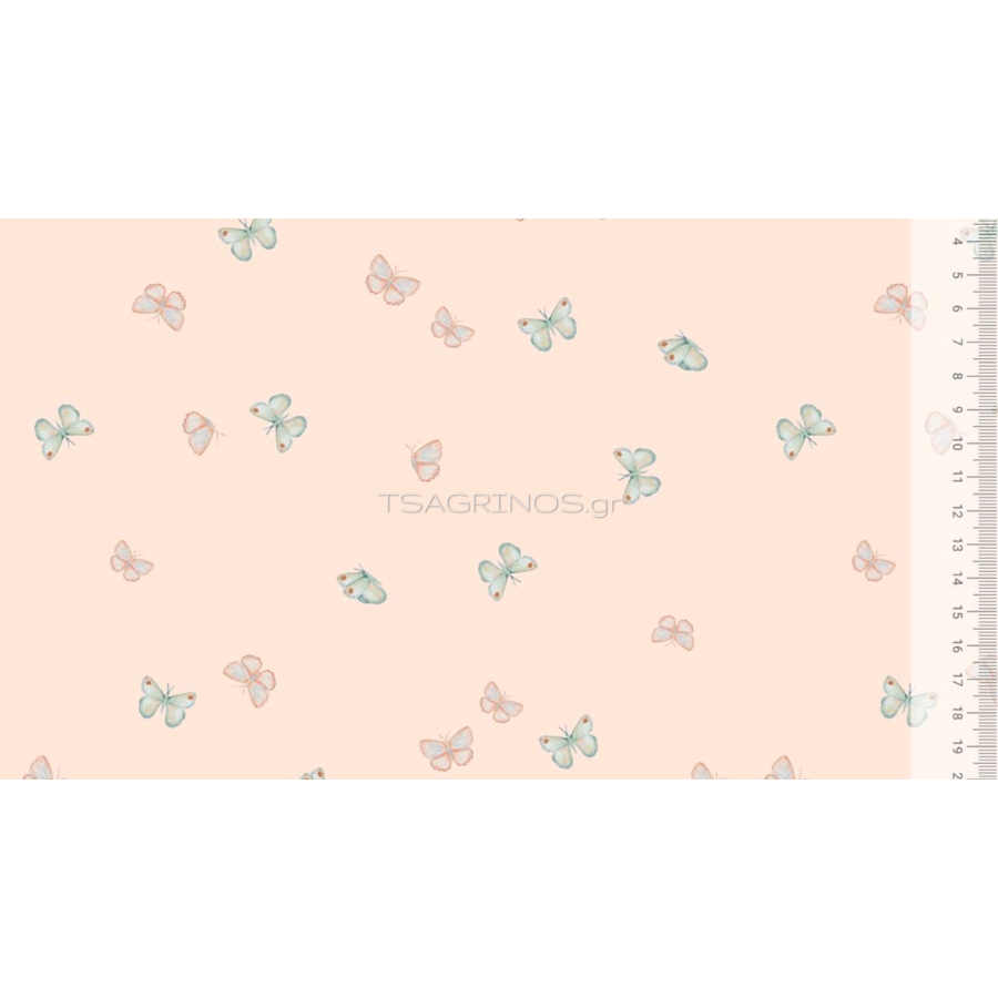 ΥΦΑΣΜΑ ΠΟΠΛΙΝΑ 100% ΒΑΜΒΑΚΙ DIGITAL PRINT - LITTLE GARDEN BUTTERFLIES