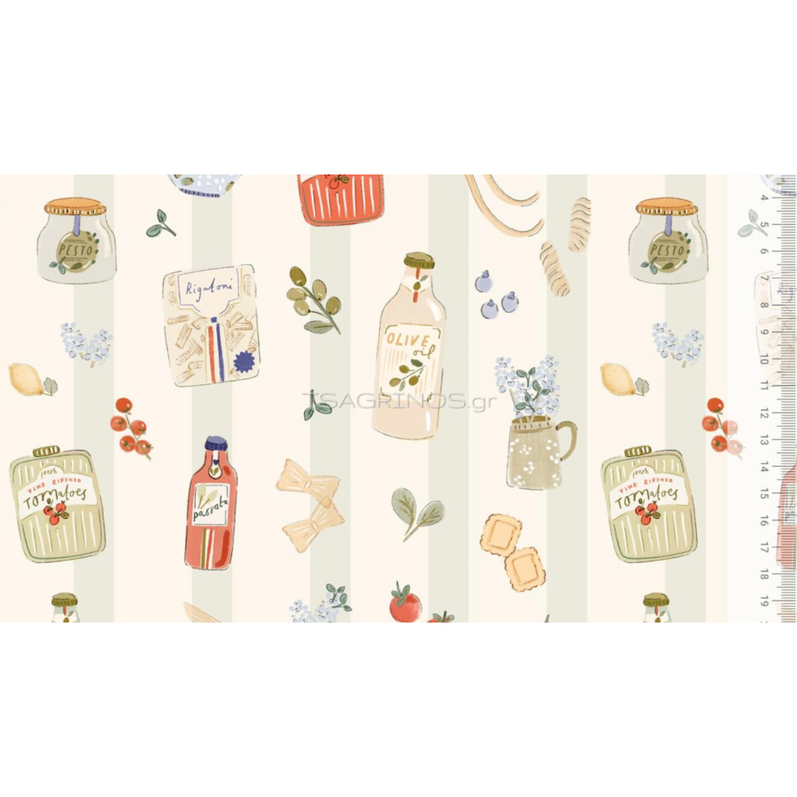 ΥΦΑΣΜΑ ΠΟΠΛΙΝΑ 100% ΒΑΜΒΑΚΙ DIGITAL PRINT - ITALIAN KITCHEN