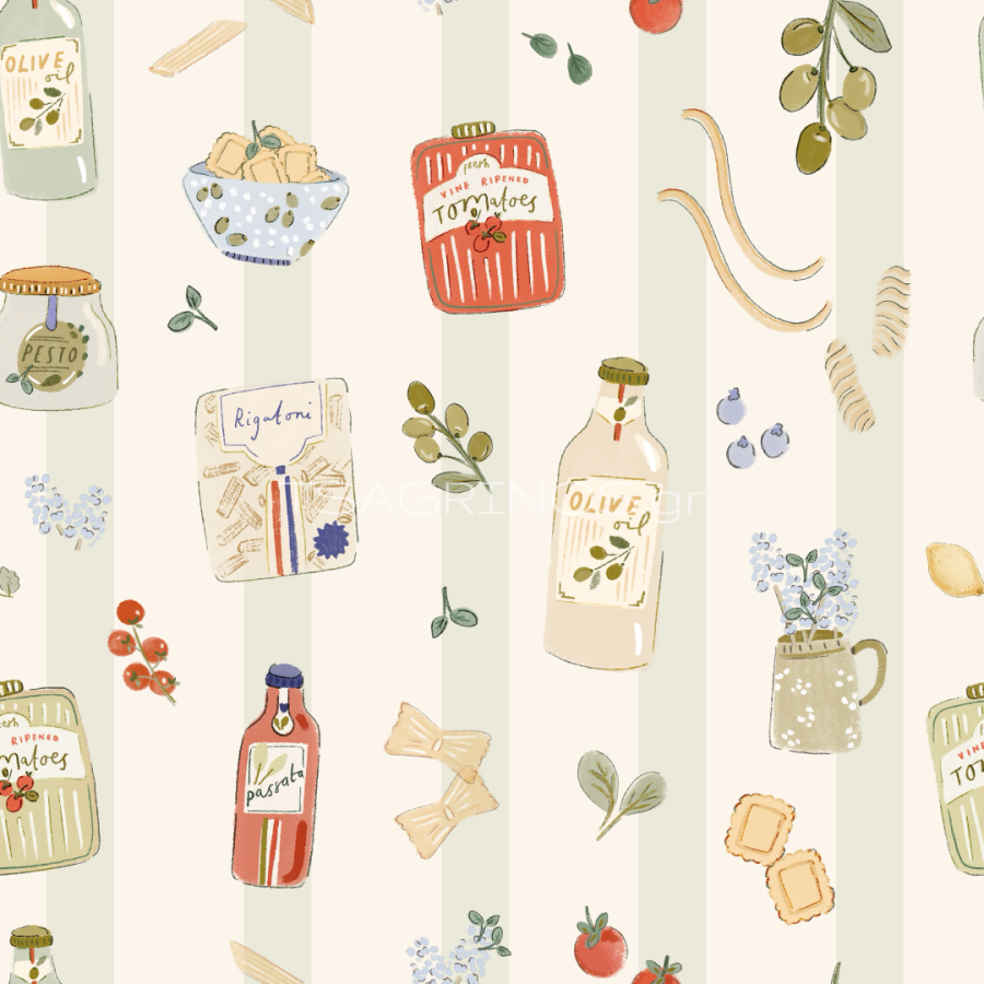 ΥΦΑΣΜΑ ΠΟΠΛΙΝΑ 100% ΒΑΜΒΑΚΙ DIGITAL PRINT - ITALIAN KITCHEN
