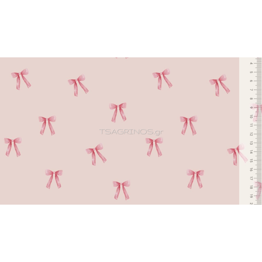 ΥΦΑΣΜΑ ΠΟΠΛΙΝΑ 100% ΒΑΜΒΑΚΙ DIGITAL PRINT - CUTE LITTLE BOWS DUSTY PINK 