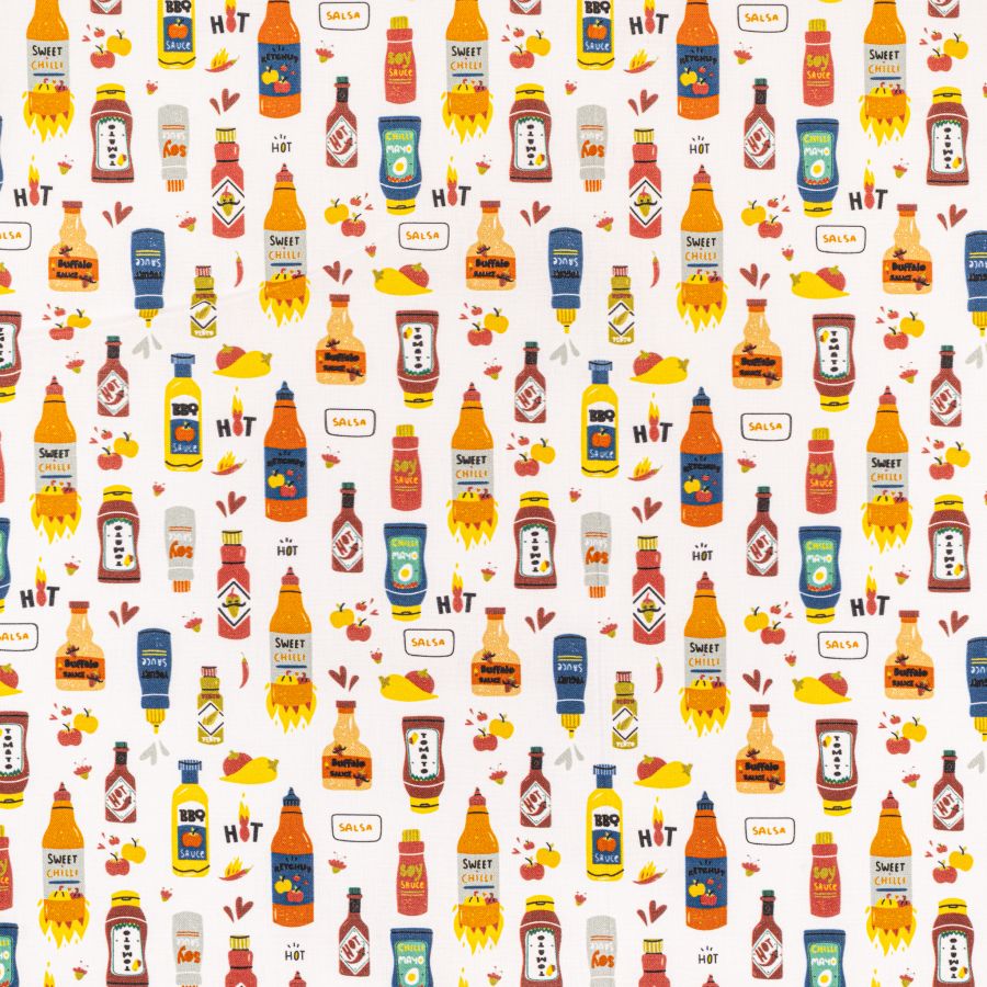 ΥΦΑΣΜΑ ΠΟΠΛΙΝΑ 100% ΒΑΜΒΑΚΙ DIGITAL PRINT - HOT SAUCES