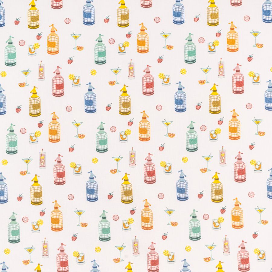 ΥΦΑΣΜΑ ΠΟΠΛΙΝΑ 100% ΒΑΜΒΑΚΙ DIGITAL PRINT - SUMMER DRINKS – WHITE