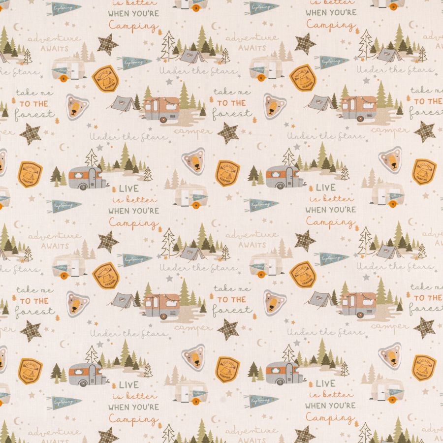 ΥΦΑΣΜΑ ΠΟΠΛΙΝΑ 100% ΒΑΜΒΑΚΙ DIGITAL PRINT - HAPPY CAMPING