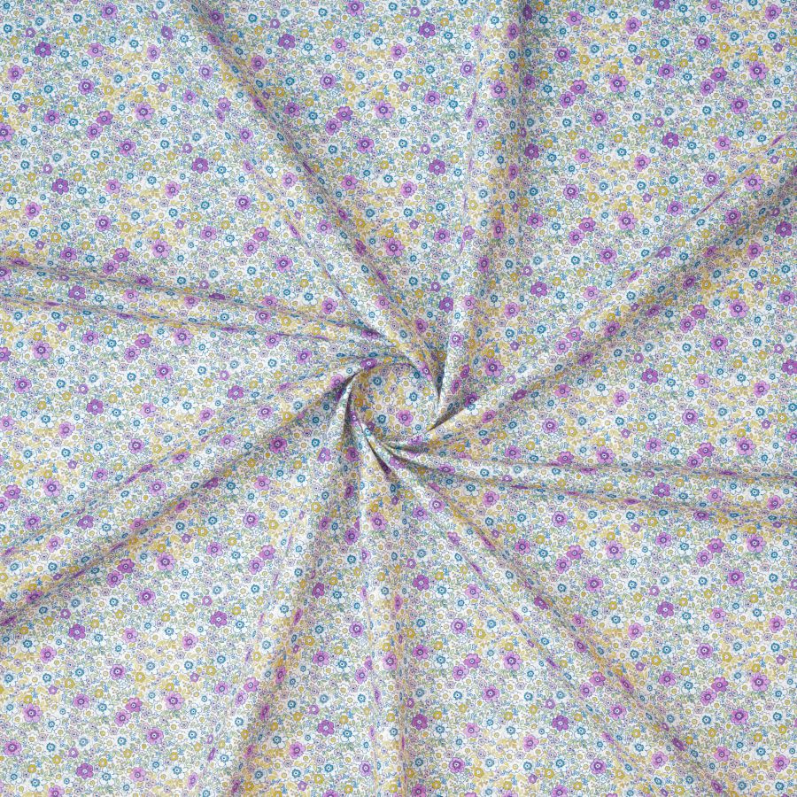ΥΦΑΣΜΑ ΠΟΠΛΙΝΑ 100% ΒΑΜΒΑΚΙ DIGITAL PRINT - LIBERTY FLORAL ΜΙΚΡΟ ΜΠΛΕ / ΛΙΛΑ