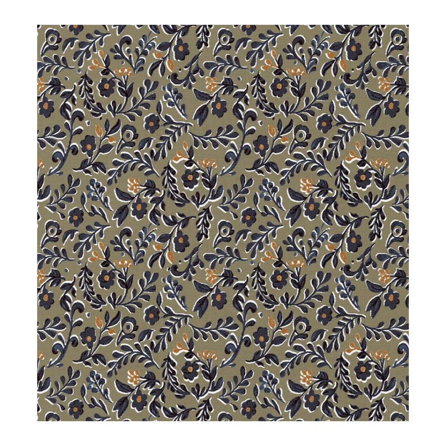 ΥΦΑΣΜΑ ΠΟΠΛΙΝΑ 100% ΒΑΜΒΑΚΙ - MIDNIGHT OLIVE FLORAL