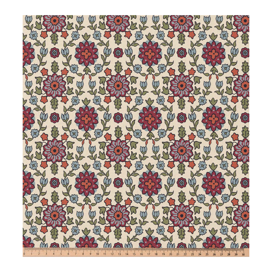 ΥΦΑΣΜΑ ΠΟΠΛΙΝΑ 100% ΒΑΜΒΑΚΙ - HERITAGE FLOWERS - Ρετάλι 1μ.