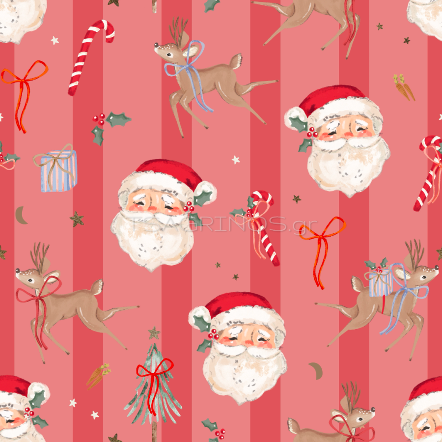 ΥΦΑΣΜΑ ΠΟΠΛΙΝΑ 100% ΒΑΜΒΑΚΙ DIGITAL PRINT - SANTA REINDEER CHRISTMAS