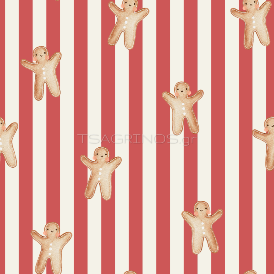 ΥΦΑΣΜΑ ΠΟΠΛΙΝΑ 100% ΒΑΜΒΑΚΙ DIGITAL PRINT - GINGERBREAD FRIENDS