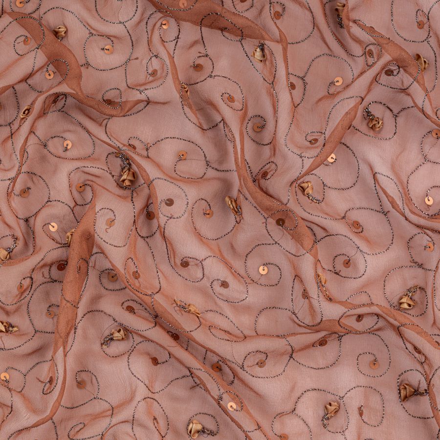 ΥΦΑΣΜΑ ΜΕΤΑΞΩΤΗ ΜΟΥΣΕΛΙΝΑ ΚΕΝΤΗΤΗ - SWIRL ΣΧΕΔΙΟ ΜΕ ΠΑΓΙΕΤΕΣ (Ρετάλι 3 μέτρα)
