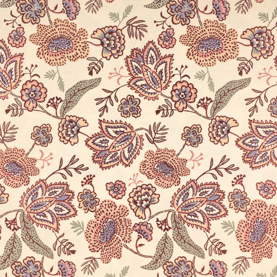 ΥΦΑΣΜΑ ΒΑΜΒΑΚΕΡΟ HALF PANAMA PREMIUM DIGITAL PRINT - FLORAL FOLK - Ρετάλι 2.50μ.