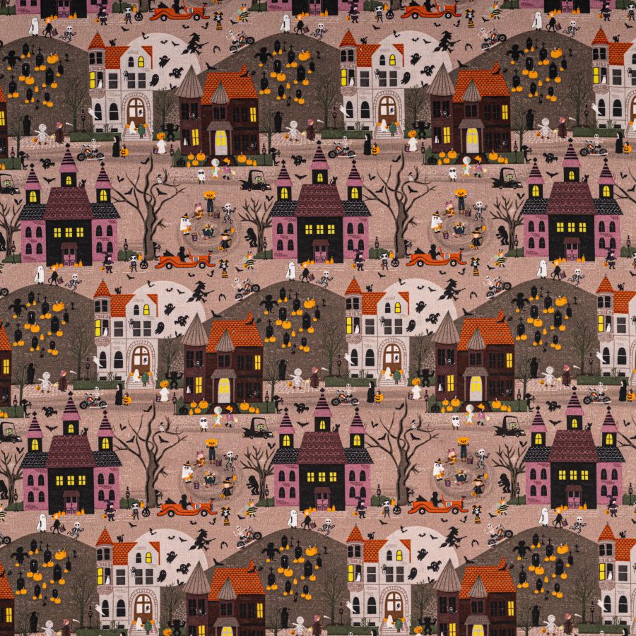 ΥΦΑΣΜΑ ΠΟΠΛΙΝΑ 100% ΒΑΜΒΑΚΙ DIGITAL PRINT - HALLOWEEN TOWN