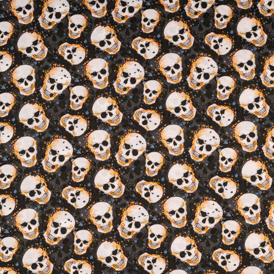 ΥΦΑΣΜΑ ΠΟΠΛΙΝΑ 100% ΒΑΜΒΑΚΙ DIGITAL PRINT - HALLOWEEN SKULLS