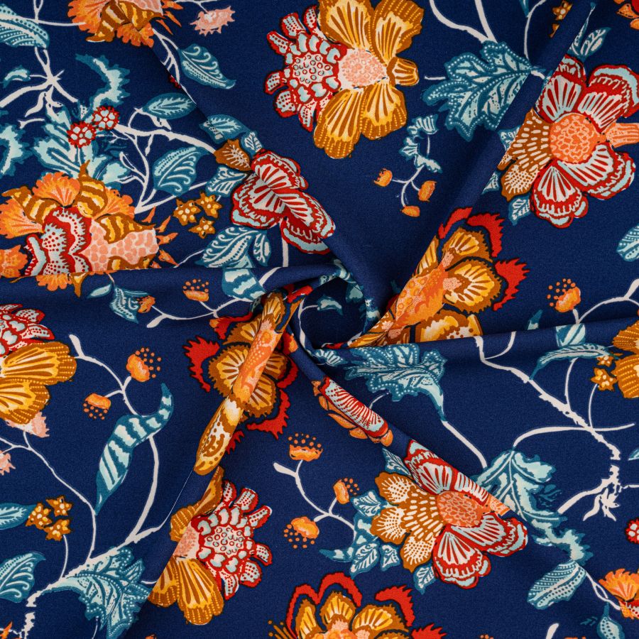 ΥΦΑΣΜΑ ΚΡΕΠΟΝ ΕΛΑΦΡΩΣ ΕΛΑΣΤΙΚΟ - TROPICAL FLORAL BLUE