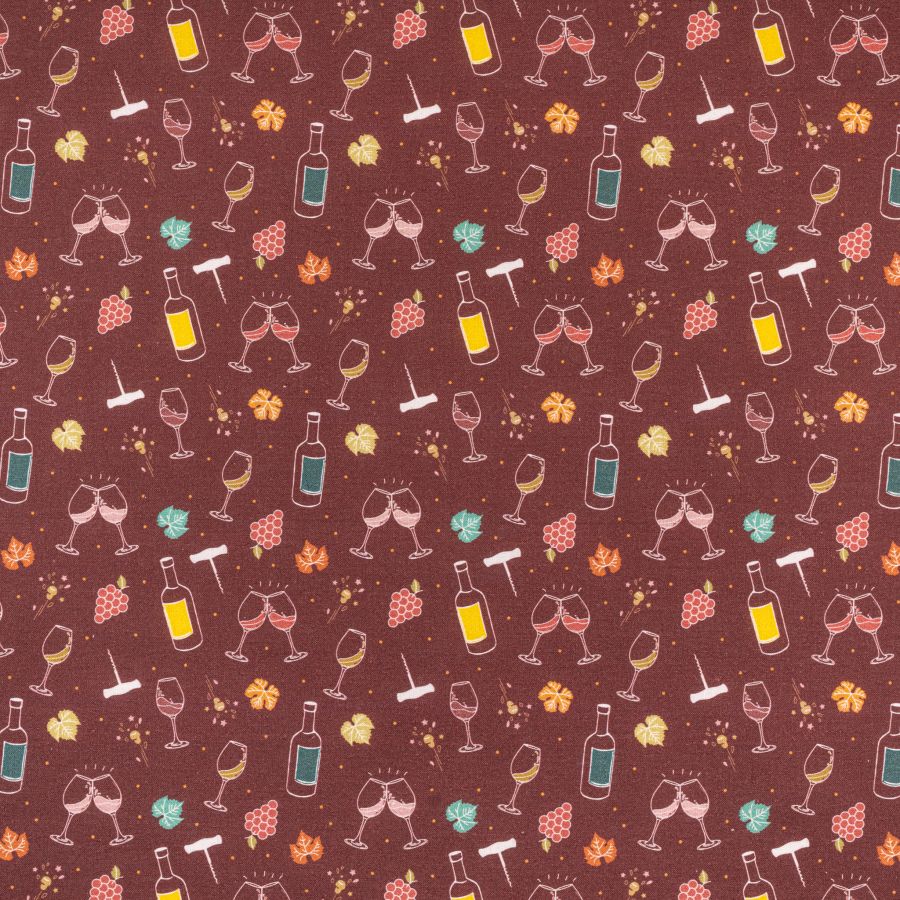ΥΦΑΣΜΑ ΠΟΠΛΙΝΑ 100% ΒΑΜΒΑΚΙ DIGITAL PRINT - WINE LOVERS