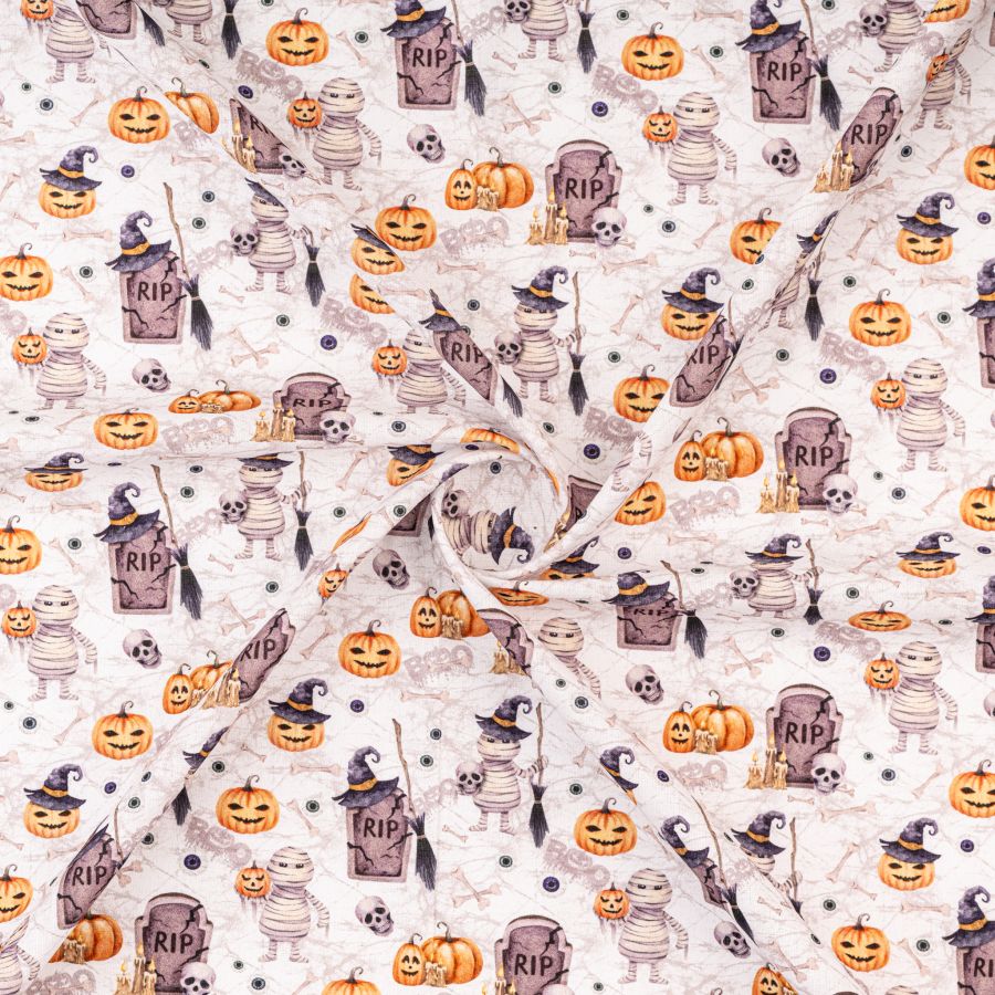 ΥΦΑΣΜΑ ΠΟΠΛΙΝΑ 100% ΒΑΜΒΑΚΙ DIGITAL PRINT - SPOOKY GRAVEYARD