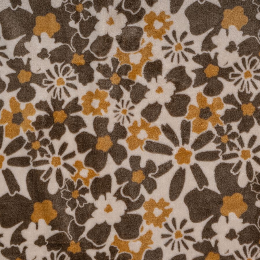ΥΦΑΣΜΑ ΦΛΙΣ ΓΟΥΝΑΚΙ “POLAR FLEECE” - RETRO FLOWERS BROWN