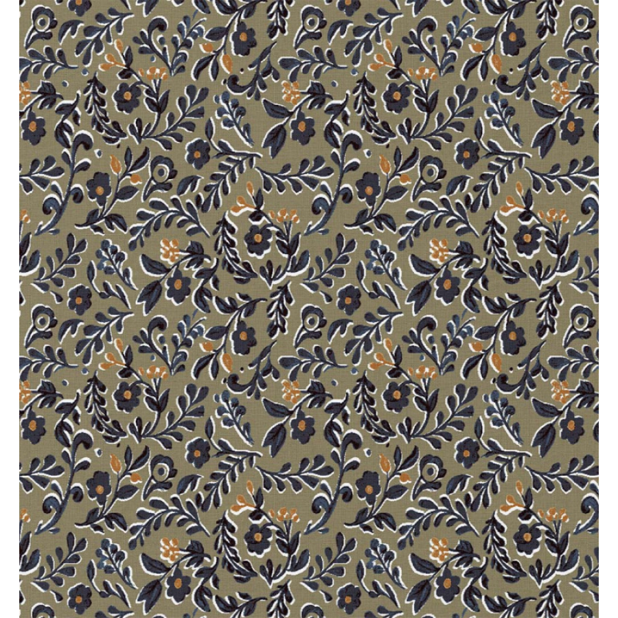 ΥΦΑΣΜΑ ΠΟΠΛΙΝΑ 100% ΒΑΜΒΑΚΙ - MIDNIGHT OLIVE FLORAL