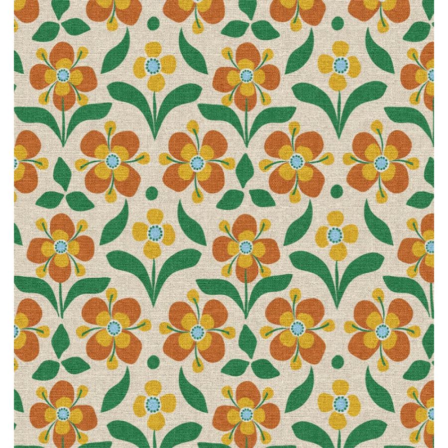 ΥΦΑΣΜΑ ΒΑΜΒΑΚΕΡΟ HALF PANAMA PREMIUM DIGITAL PRINT - HONEY PETALS ΕΚΡΟΥ - Ρετάλι 2.30μ.