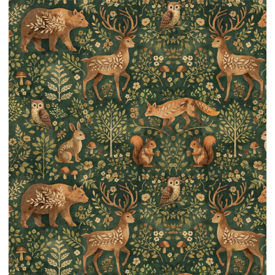 ΥΦΑΣΜΑ ΠΟΠΛΙΝΑ 100% ΒΑΜΒΑΚΙ DIGITAL PRINT - WOODLAND FRIENDS ΚΥΠΑΡΙΣΣΙ