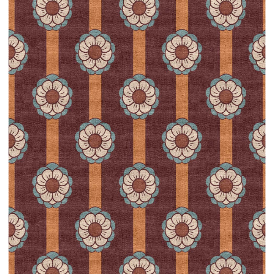 ΥΦΑΣΜΑ ΒΑΜΒΑΚΕΡΟ HALF PANAMA PREMIUM DIGITAL PRINT - RETRO DAISY STRIPE