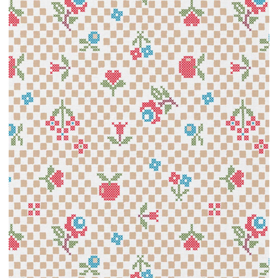 ΥΦΑΣΜΑ ΠΟΠΛΙΝΑ 100% ΒΑΜΒΑΚΙ - GRANDMA'S ROSE EMBROIDERY