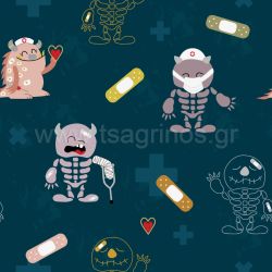 ΥΦΑΣΜΑ ΠΟΠΛΙΝΑ 100% ΒΑΜΒΑΚI ORGANIC DIGITAL (FUNNY MONSTERS) - Ρετάλι 3.50μ.