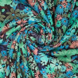 ΥΦΑΣΜΑ ΛΙΝΟ ΜΕ ΒΙΣΚΟΖ ΕΜΠΡΙΜΕ DIGITAL PRINT (MULTICOLOR BLUE FLORAL)