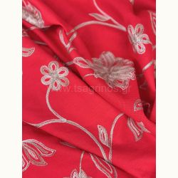 ΥΦΑΣΜΑ ΛΙΝΟ ΜΕ ΑΝΑΓΛΥΦΟ ΚΕΝΤΗΜΑ (ΚΟΚΚΙΝΟ ΦΛΟΡΑΛ ΜΠΕΖ)