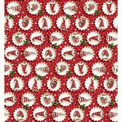 ΥΦΑΣΜΑ ΛΟΝΕΤΑ (ΚΑΡΑΒΟΠΑΝΟ ΜΑΛΑΚΟ) ΧΡΙΣΤΟΥΓΕΝΝΙΑΤΙΚOI ΝΑΝΟΙ (GNOMES) ΚΟΚΚΙΝΟ ΦΟΝΤΟ ΜΕ ΧΙΟΝΙ