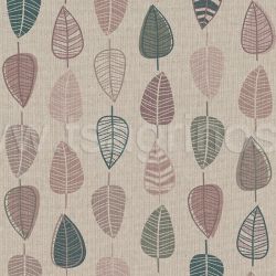 ΥΦΑΣΜΑ ΒΑΜΒΑΚΕΡΟ ΚΑΡΑΒΟΠΑΝΟ ΕΛΑΦΡΥ ''LINEN LOOK'' (RETRO LEAVES BEIGE) 