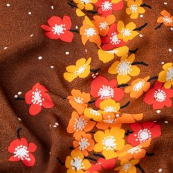 ΥΦΑΣΜΑ VINTAGE FLORAL ΒΙΣΚΟΖ “ΒΟΜΒΥΞ” ΚΡΕΠΟΝ ΔΙΠΛΗΣ ΟΨΗΣ - ΜΠΟΡΝΤΟ/ ΚΑΜΕΛ/ ΣΟΜΟΝ & ΒΕΡΑΜΑΝ