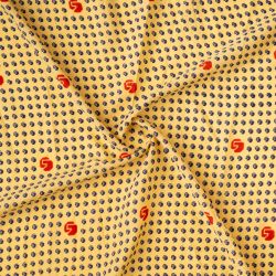 ΥΦΑΣΜΑ VINTAGE ΑΠΟ 100% ΜΕΤΑΞΙ ΜΕ ΥΦΗ ΒΙΣΚΟΖ - ΦΑΡΔΟΣ 0,90 - ΓΕΩΜΕΤΡΙΚΟ ΣΧΕΔΙΟ ΣΕ ΚΙΤΡΙΝΗ ΒΑΣΗ - Ρετάλι 0.85μ.