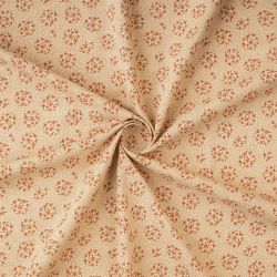ΥΦΑΣΜΑ 100% ΒΑΜΒΑΚΕΡΟ ΠΥΚΝΟ ΜΕ ΥΦΑΝΣΗ ΛΙΝΟΥ (LINO BLOOM) TERRACOTTA DAISY DOTS 