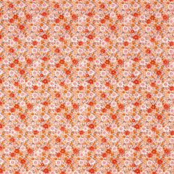 ΥΦΑΣΜΑ ΠΟΠΛΙΝΑ 100% ΒΑΜΒΑΚΙ DIGITAL PRINT - LIBERTY FLORAL ΜΙΚΡΟ ΚΟΚΚΙΝΟ / ΠΟΡΤΟΚΑΛΙ 