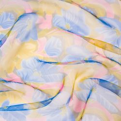 ΥΦΑΣΜΑ ΟΡΓΑΝΤΖΑ ΕΝΔΥΣΗΣ ''HIGH MULTI CRYSTAL'' - ΜΠΛΕ / ΚΙΤΡΙΝΑ ΜΕΓΑΛΑ ΦΛΟΡΑΛ