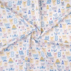 ΥΦΑΣΜΑ 100% ΒΑΜΒΑΚΕΡΟ ΓΚΡΟ - BABY BEAR ALPHABET