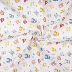 ΥΦΑΣΜΑ 100% ΒΑΜΒΑΚΕΡΟ ΓΚΡΟ - LITTLE MONSTERS PRINT