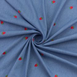 ΥΦΑΣΜΑ ΤΖΙΝ ΠΛΥΜΕΝΟ ΜΕ ΚΕΝΤΗΤΕΣ ΦΡΑΟΥΛΕΣ - ΜΠΛΕ ΑΝΟΙΧΤΟ ΜΕ ΚΟΚΚΙΝΟ 